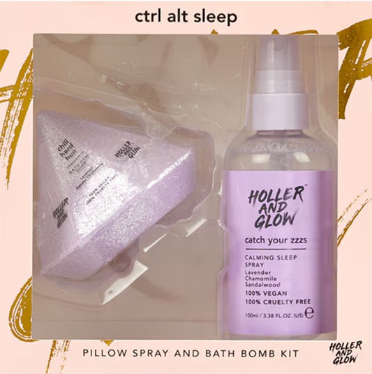Holler and Glow Ctrl Alt Sleep Bath Bomb and Pillow Spray Gift Set